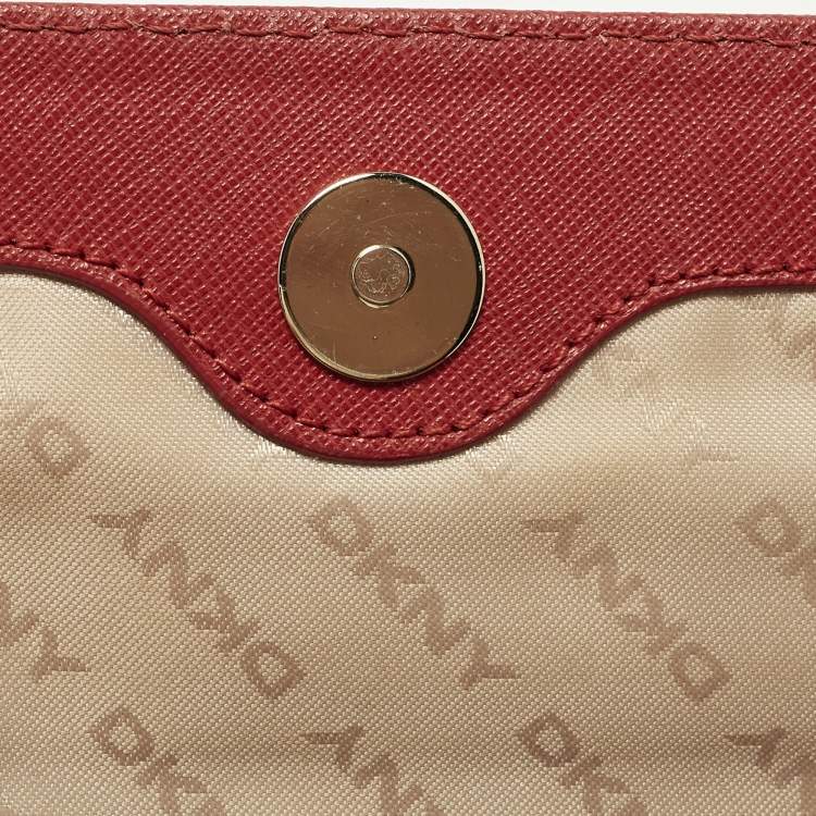 Pre Owned DKNY Bryant Park Red Leather Flap Crossbody Bag