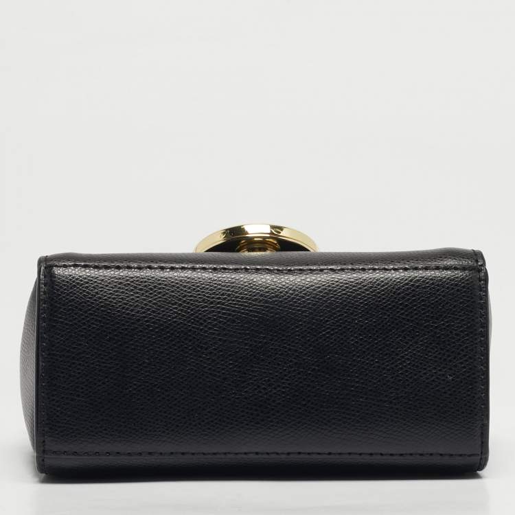 Pre Owned DKNY Black Leather Logo Flap Crossbody Bag