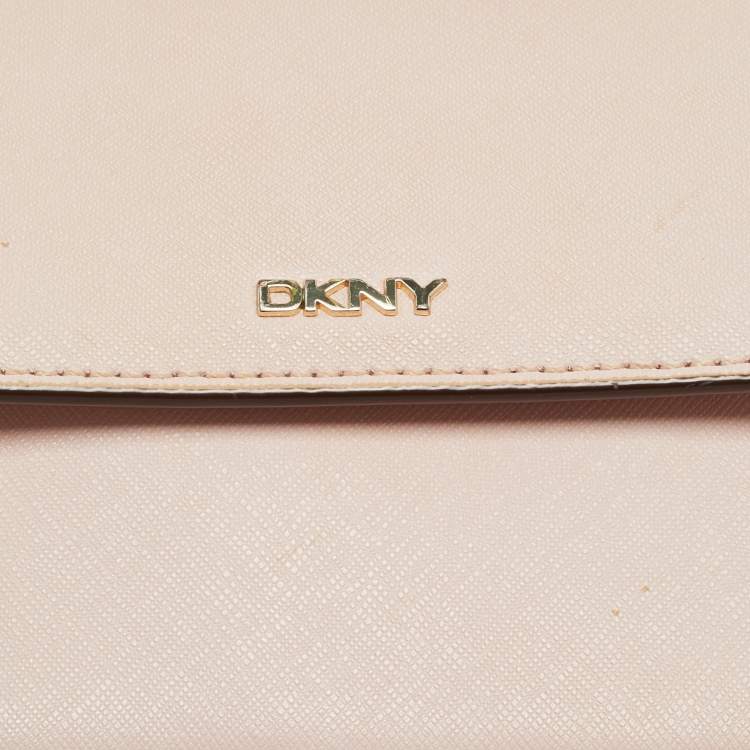 Pre Owned DKNY Bryant Park Flap Pink Leather Crossbody Bag