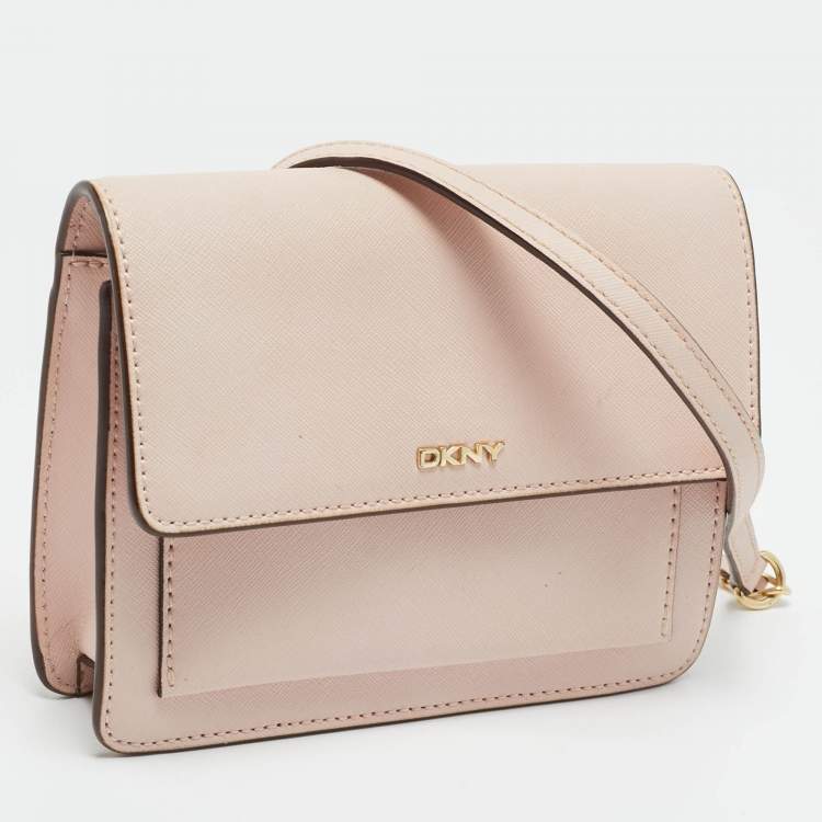 Pre Owned DKNY Bryant Park Flap Pink Leather Crossbody Bag