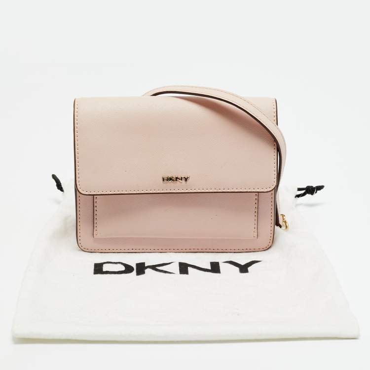 Pre Owned DKNY Bryant Park Flap Pink Leather Crossbody Bag