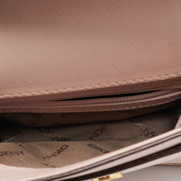 Pre Owned DKNY Bryant Park Flap Pink Leather Crossbody Bag