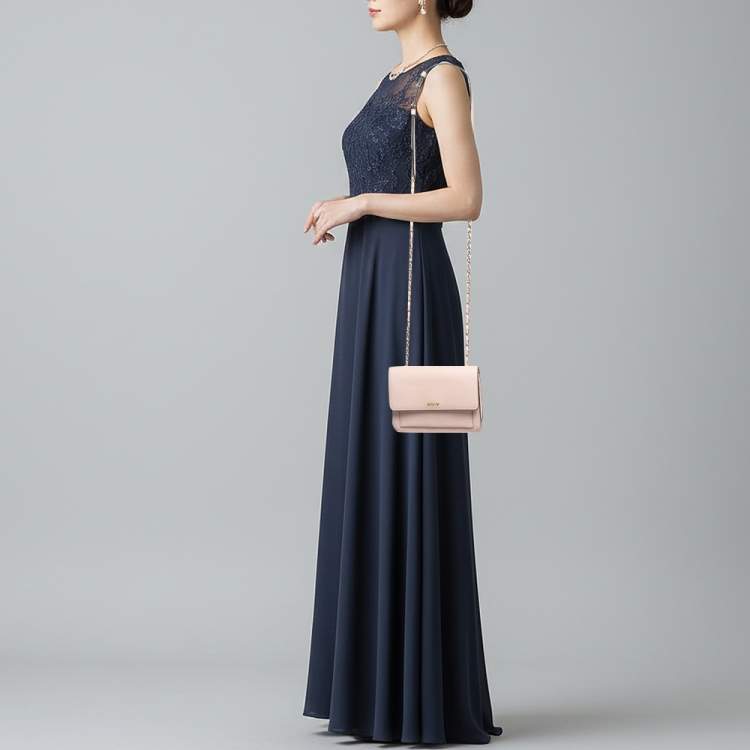 Pre Owned DKNY Bryant Park Flap Pink Leather Crossbody Bag