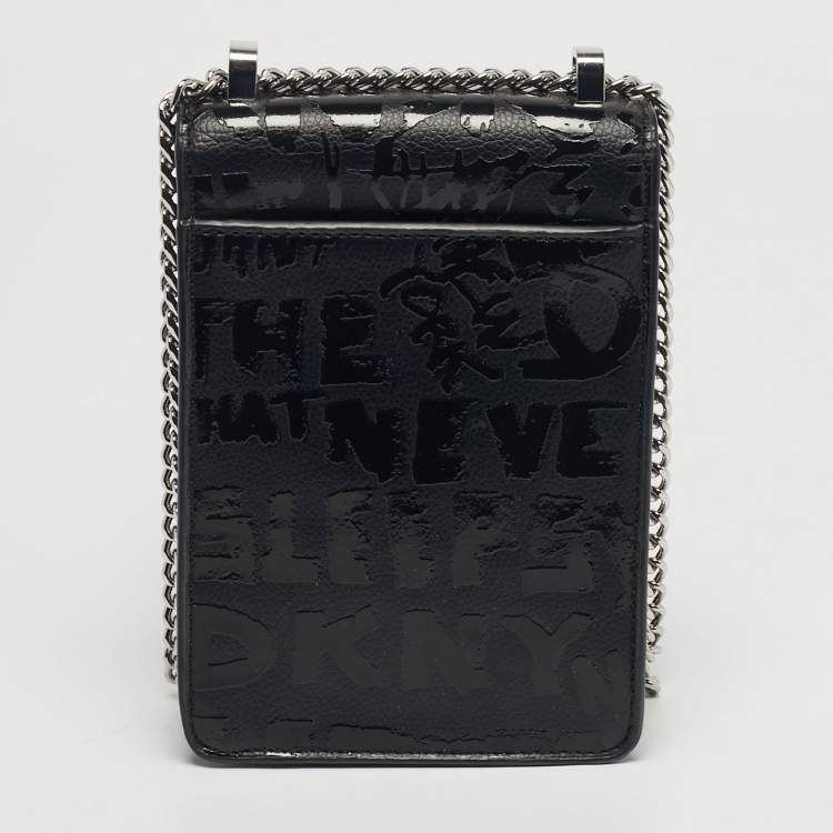 Pre Owned DKNY Elissa North South Black Leather Crossbody Bag