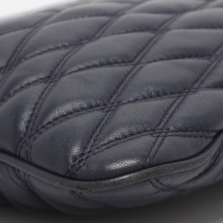 Pre Owned Dkny Navy Blue Quilted Leather Crossbody Bags