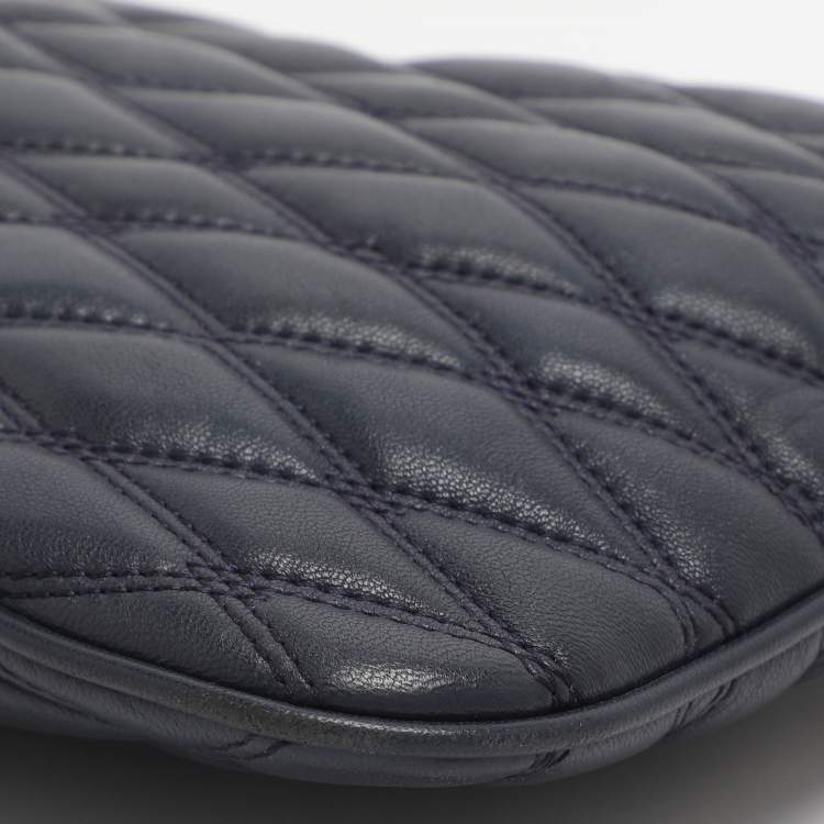 Pre Owned Dkny Navy Blue Quilted Leather Crossbody Bags