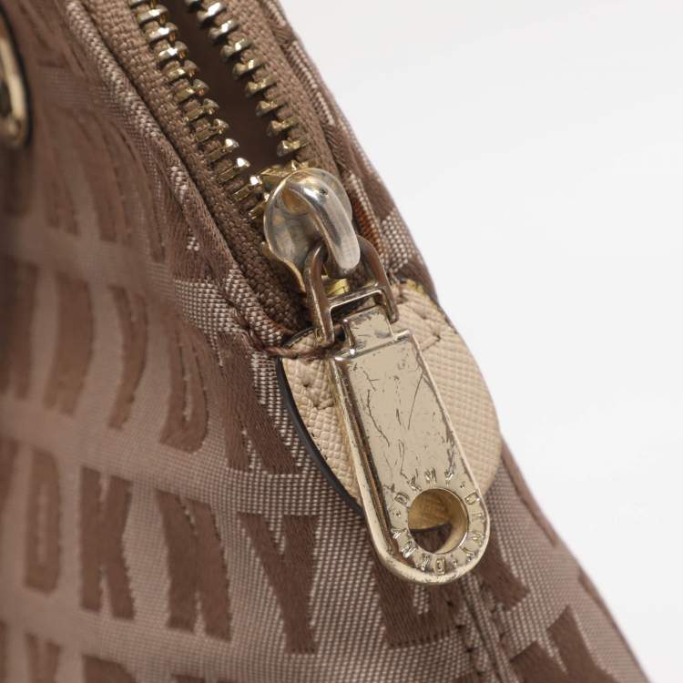 Pre Owned DKNY Beige Signature Canvas Shoulder Bag