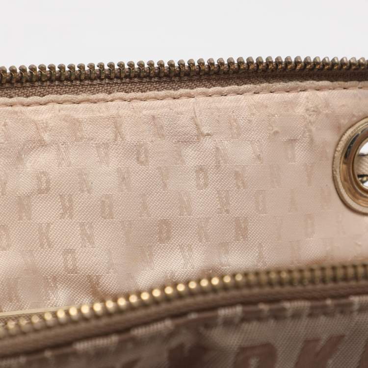 Pre Owned DKNY Beige Signature Canvas Shoulder Bag