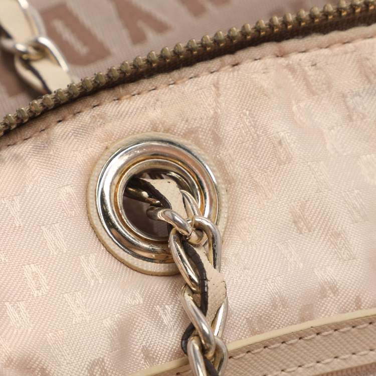 Pre Owned DKNY Beige Signature Canvas Shoulder Bag