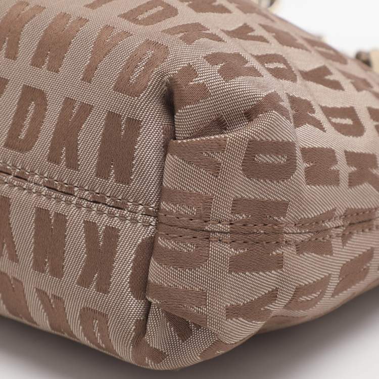 Pre Owned DKNY Beige Signature Canvas Shoulder Bag