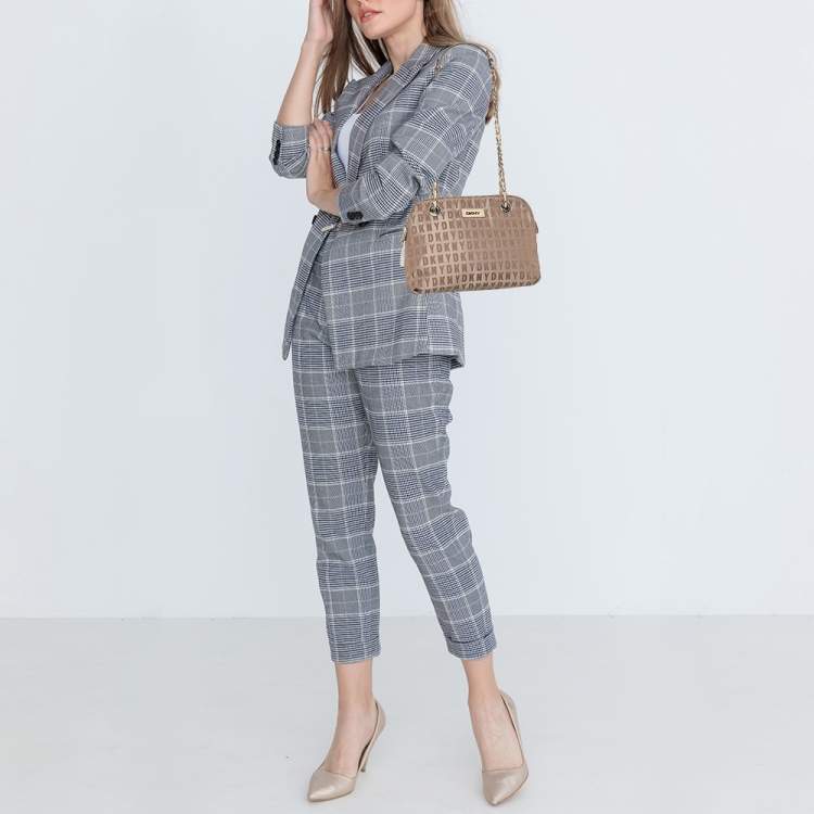 Pre Owned DKNY Beige Signature Canvas Shoulder Bag