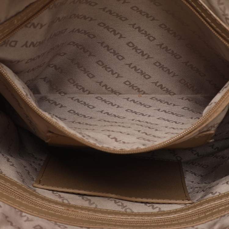 Pre Owned Dkny Beige Signature Canvas and Leather Satchel