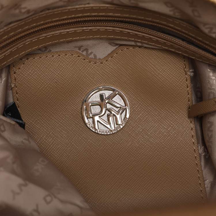 Pre Owned Dkny Beige Signature Canvas and Leather Satchel