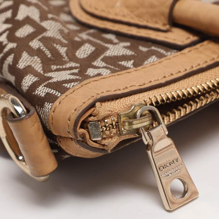 Pre Owned Dkny Beige Signature Canvas and Leather Satchel