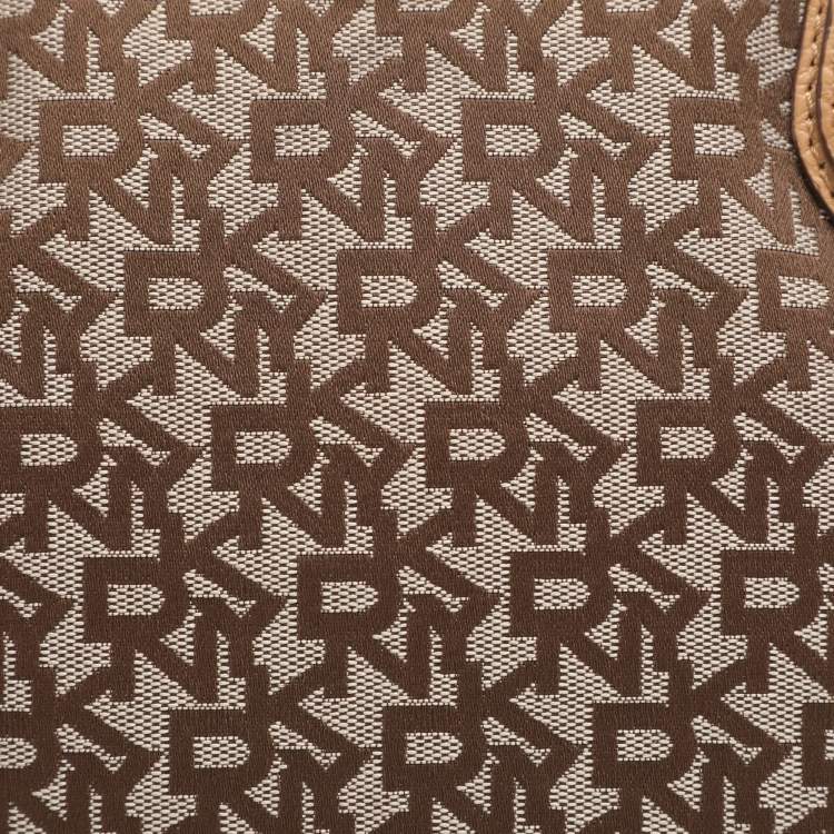 Pre Owned Dkny Beige Signature Canvas and Leather Satchel