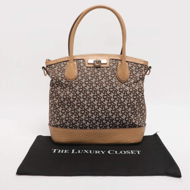 Pre Owned Dkny Beige Signature Canvas and Leather Satchel