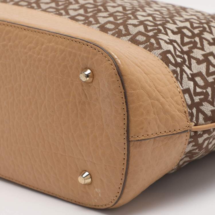 Pre Owned Dkny Beige Signature Canvas and Leather Satchel