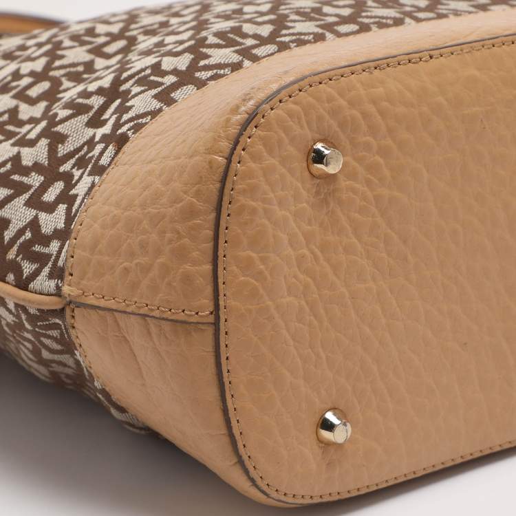 Pre Owned Dkny Beige Signature Canvas and Leather Satchel
