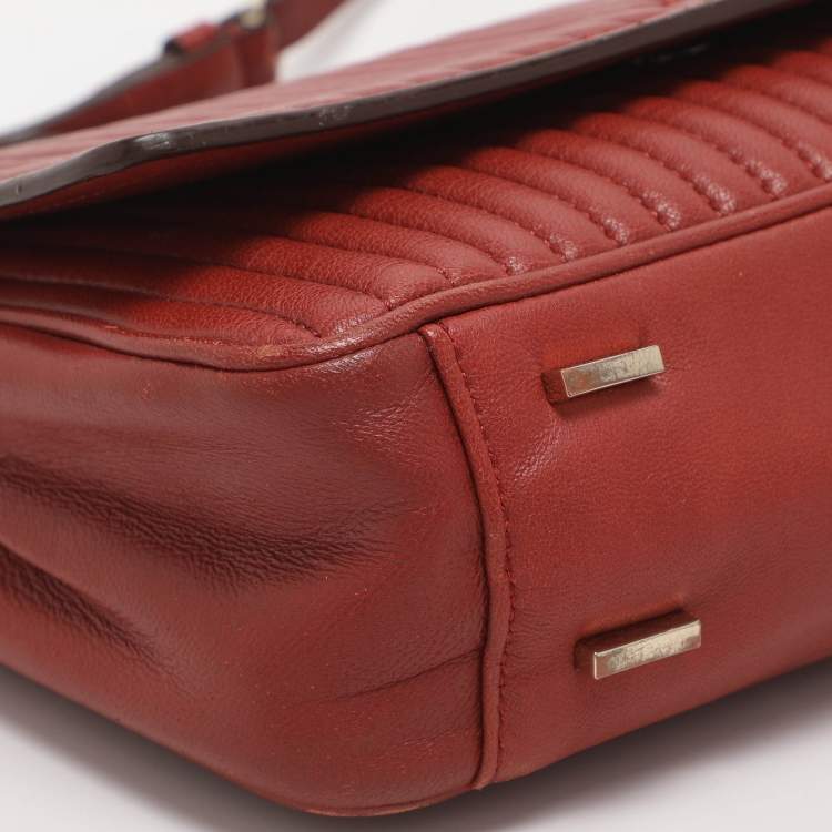 Pre Owned DKNY Gansevoort Brique Red Quilted Leather Shoulder Bag