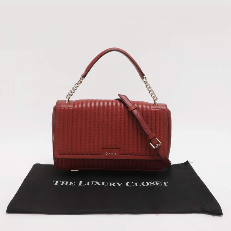 Pre Owned DKNY Gansevoort Brique Red Quilted Leather Shoulder Bag