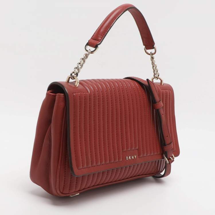 Pre Owned DKNY Gansevoort Brique Red Quilted Leather Shoulder Bag