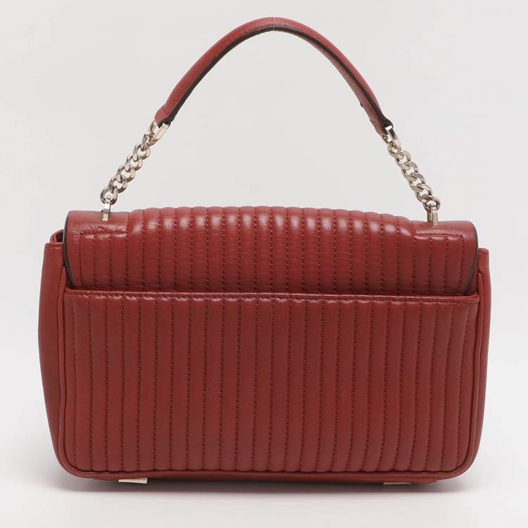 Pre Owned DKNY Gansevoort Brique Red Quilted Leather Shoulder Bag