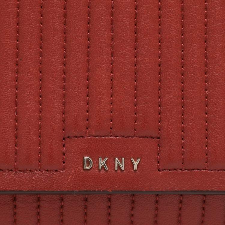 Pre Owned DKNY Gansevoort Brique Red Quilted Leather Shoulder Bag