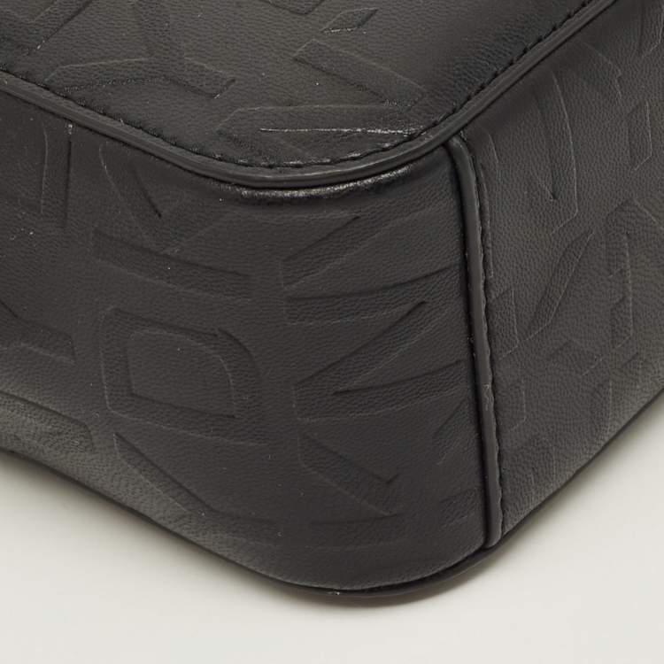 Pre Owned Dkny Black Monogram Embossed Leather Camera Bag