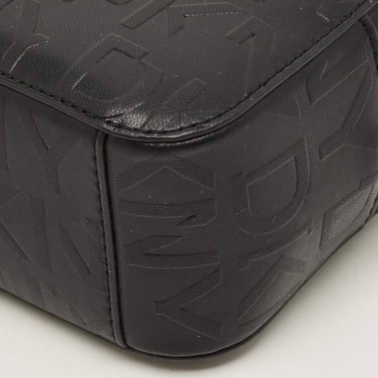 Pre Owned Dkny Black Monogram Embossed Leather Camera Bag