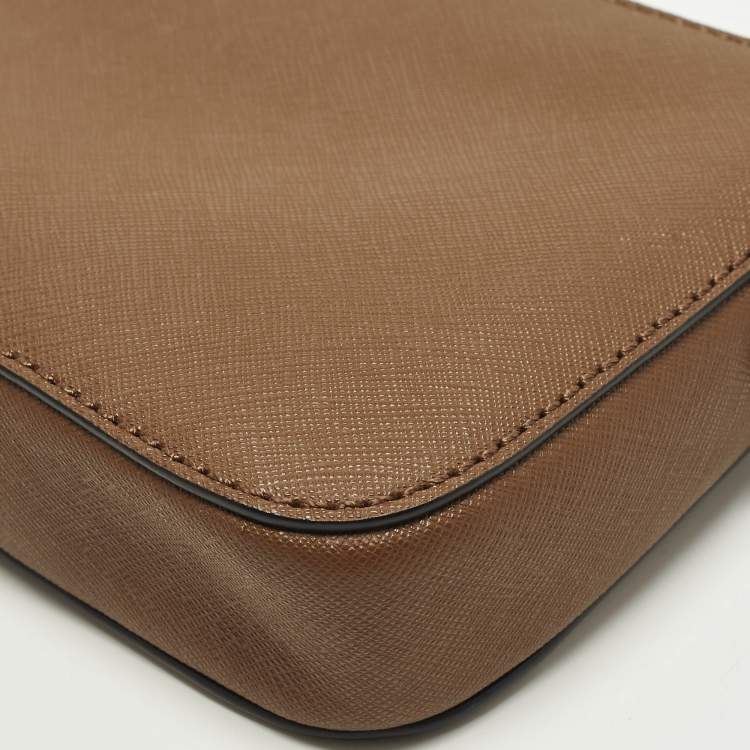 Pre Owned Dkny Zip Brown Leather Crossbody Bag