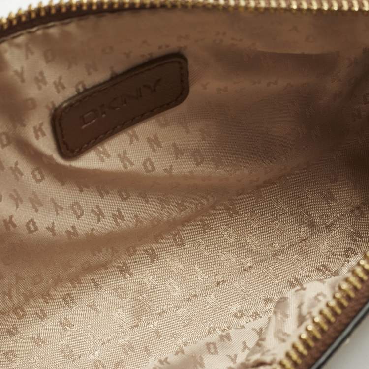 Pre Owned Dkny Zip Brown Leather Crossbody Bag