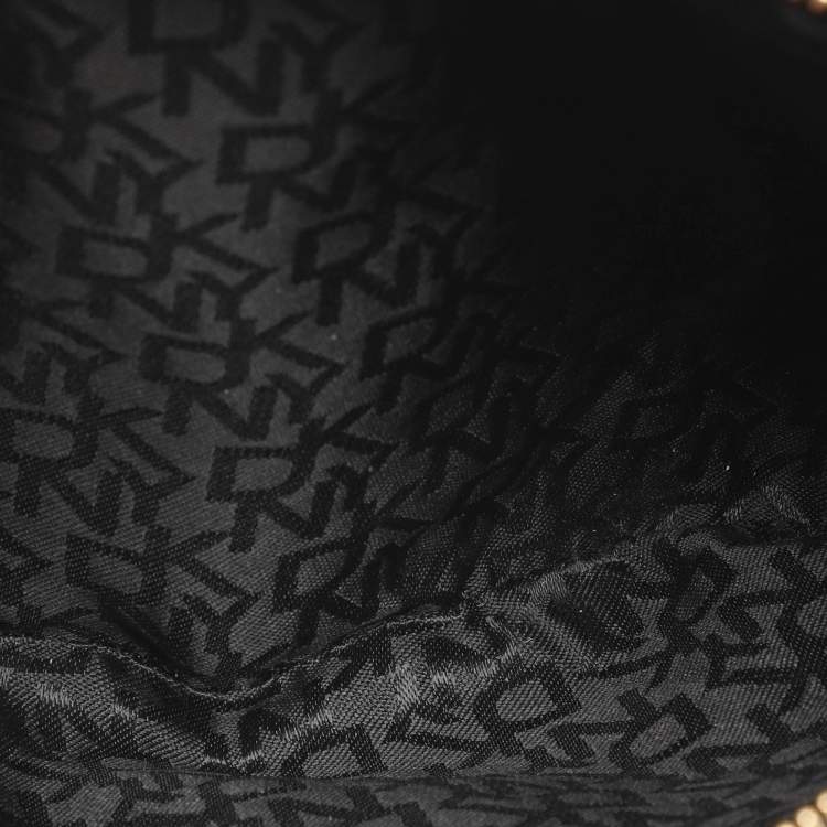 Pre Owned Dkny Robinson Double Zip Black Saffiano Leather Tote