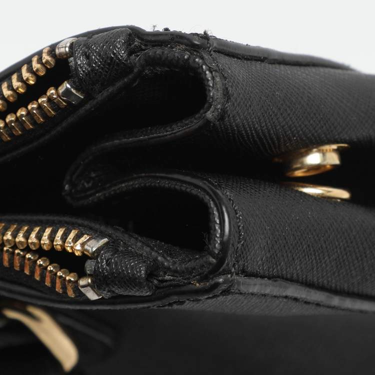 Pre Owned Dkny Robinson Double Zip Black Saffiano Leather Tote