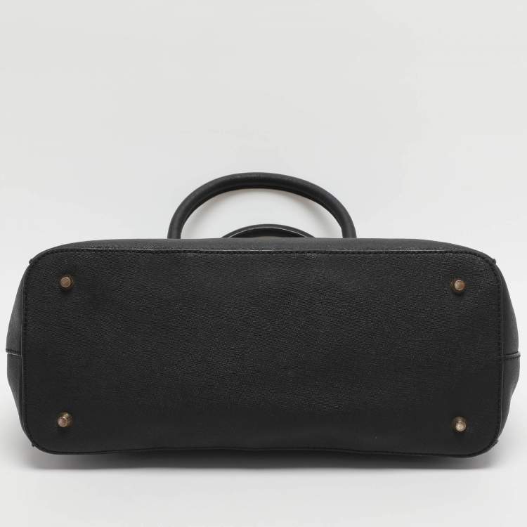 Pre Owned Dkny Robinson Double Zip Black Saffiano Leather Tote