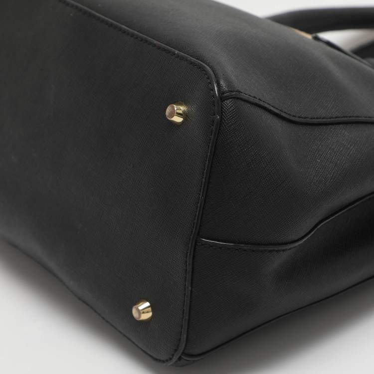 Pre Owned Dkny Robinson Double Zip Black Saffiano Leather Tote
