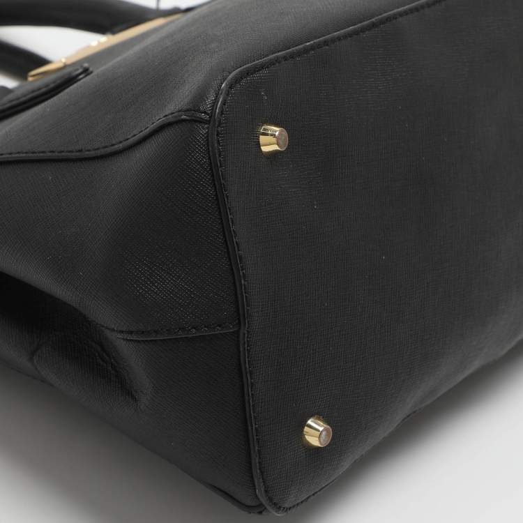 Pre Owned Dkny Robinson Double Zip Black Saffiano Leather Tote