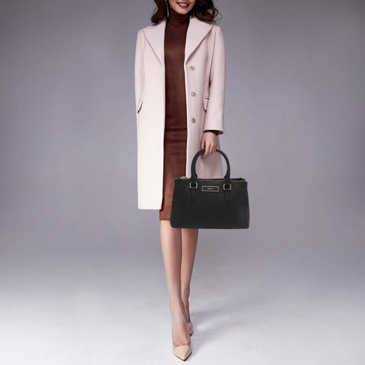 Pre Owned Dkny Robinson Double Zip Black Saffiano Leather Tote