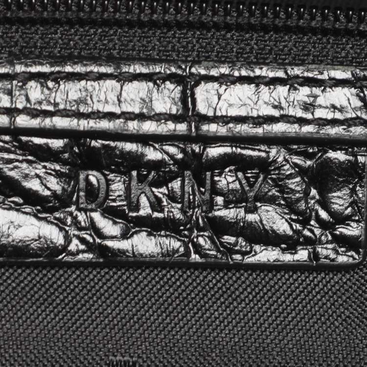 Pre Owned Dkny Black Croc Embossed Leather Crossbody Bags