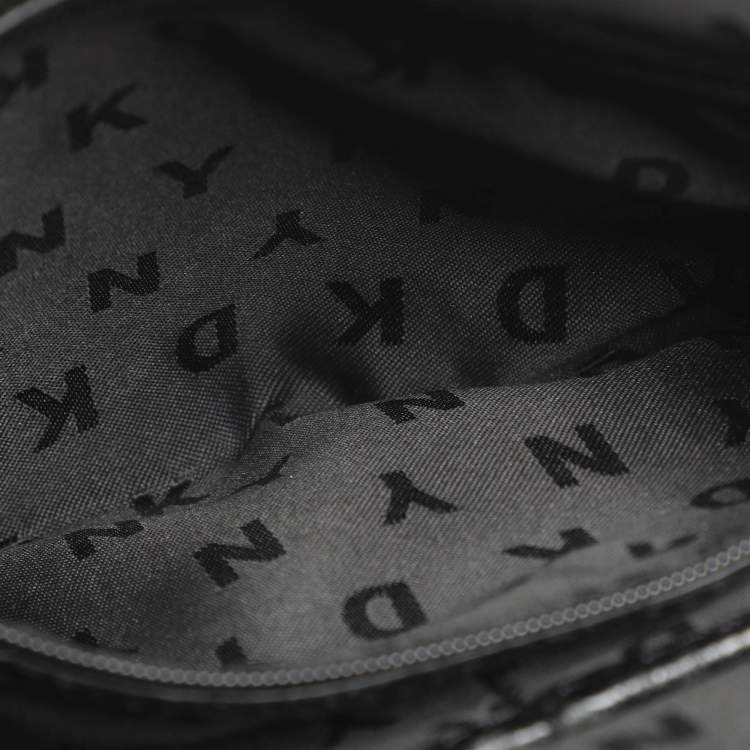 Pre Owned Dkny Black Croc Embossed Leather Crossbody Bags