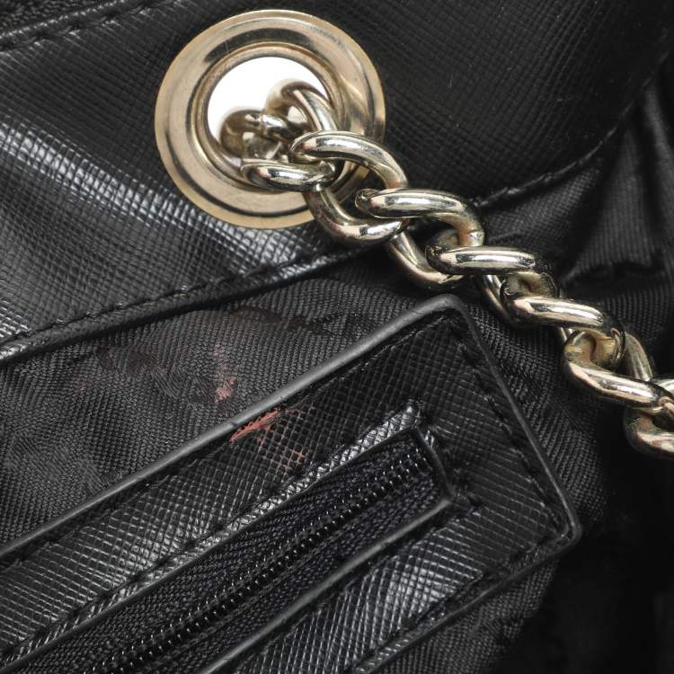 Pre Owned Dkny Bryant Beige/Black Signature Canvas and Leather Shoulder Bags