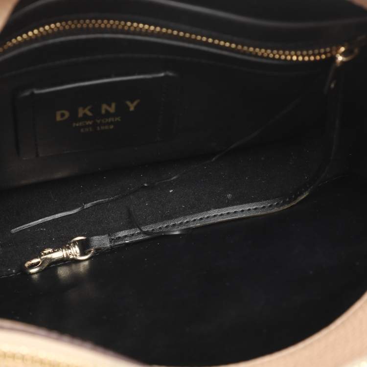 Pre Owned Dkny Brown Signature Coated Canvas and Leather Tote