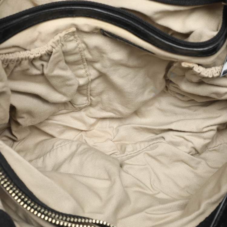 Pre Owned DKNY Black Patent Leather and Sequins Satchel