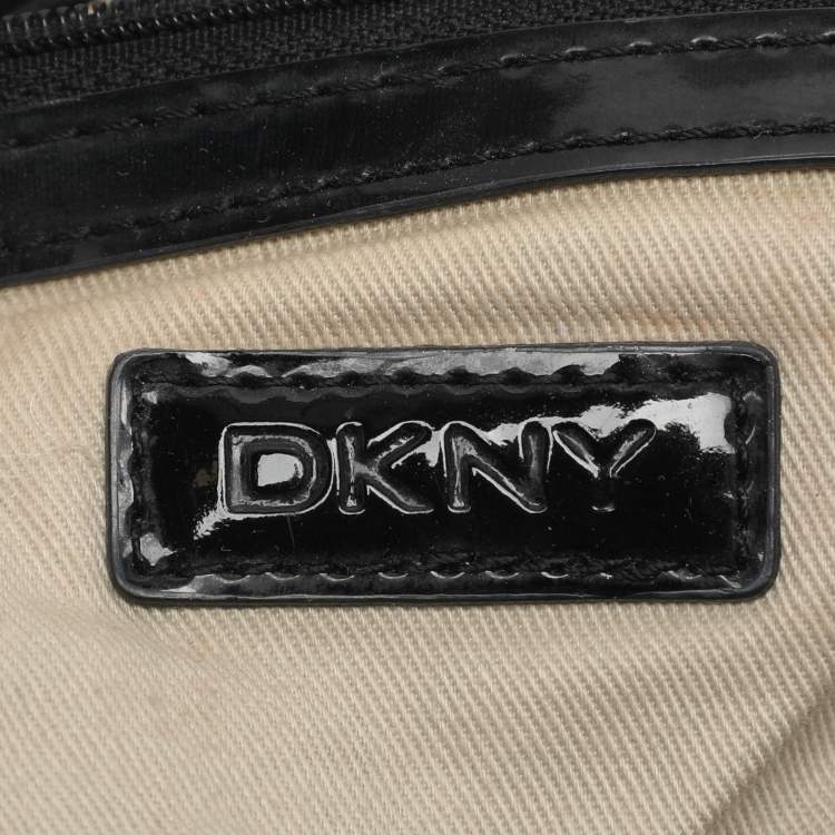 Pre Owned DKNY Black Patent Leather and Sequins Satchel