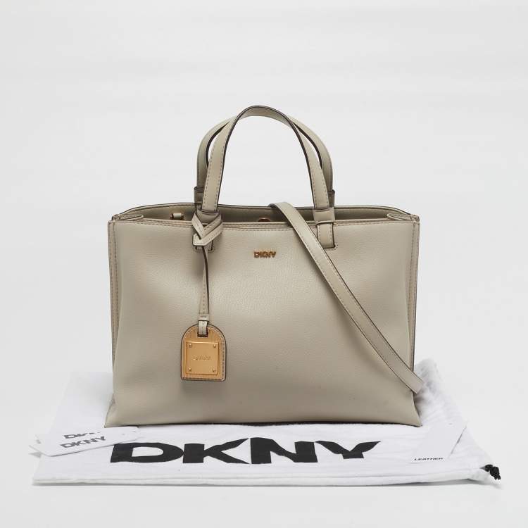 Pre Owned DKNY Alya Medium Taupe Leather Satchel