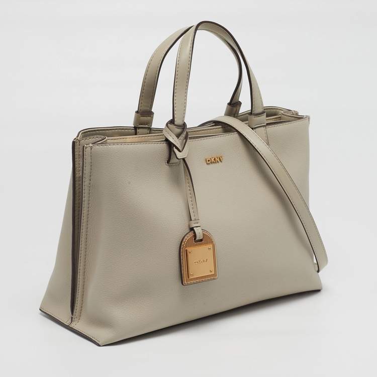 Pre Owned DKNY Alya Medium Taupe Leather Satchel