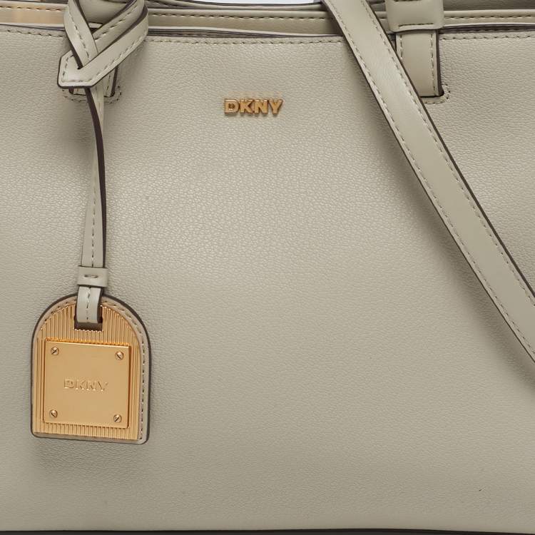 Pre Owned DKNY Alya Medium Taupe Leather Satchel