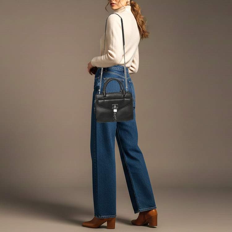 Pre Owned DKNY Elissa Black Leather Satchel