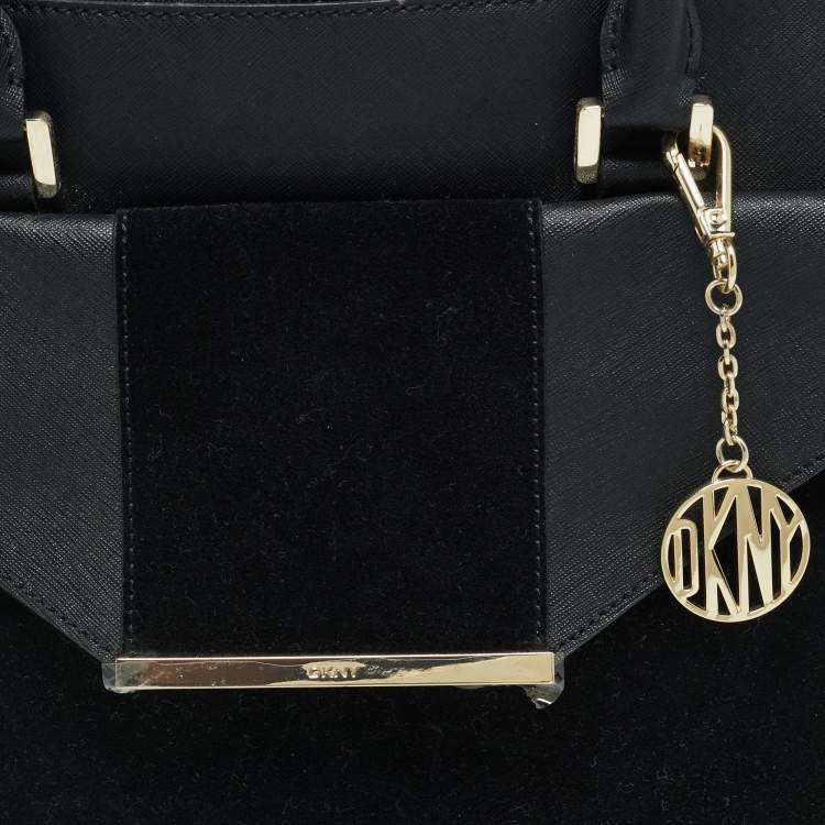Pre Owned DKNY Bryant Park Black Saffiano Leather and Suede Tote