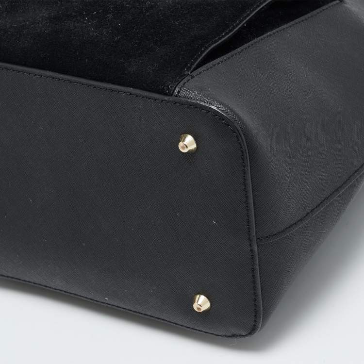 Pre Owned DKNY Bryant Park Black Saffiano Leather and Suede Tote