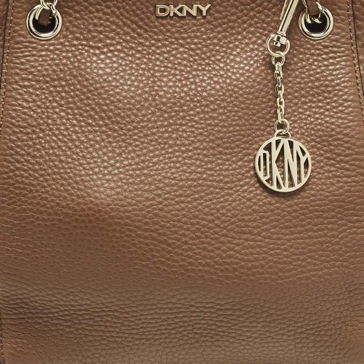 Pre Owned Dkny Brown Leather Chain Shoulder Bag